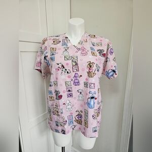 H.Q. Scrubs US Medium Pink Pet Scrub Top